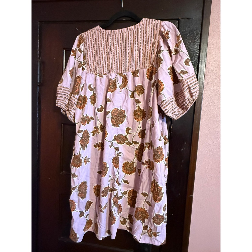 Knox Rose Floral Boho Shift Dress Lavender Purple Tassel Short Sleeve XL - Picture 4 of 5